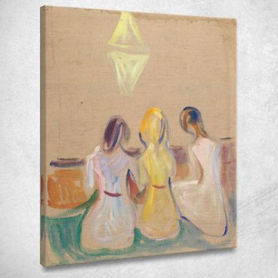 Tre Giovani Donne Sedute Edvard Munch em364 quadro stampa su tela