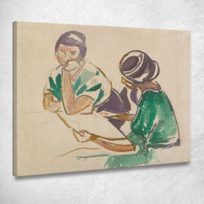 Due Donne A Tavola Edvard Munch em373 quadro stampa su tela
