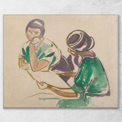 Due Donne A Tavola Edvard Munch, em373 quadro stampa su tela