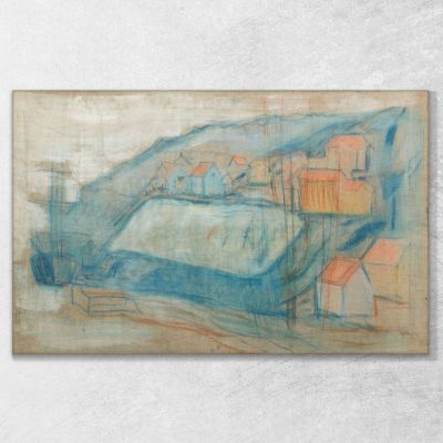 Villaggio In Riva Al Mare Edvard Munch, em386 quadro stampa su tela