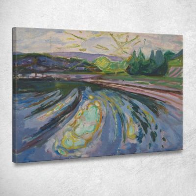 Onde Contro La Riva Edvard Munch em388 quadro stampa su tela