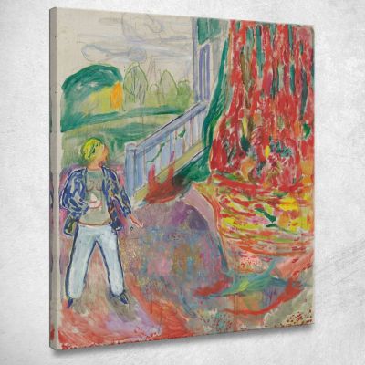 Donna Dal Passo Della Veranda Edvard Munch em399 quadro stampa su tela