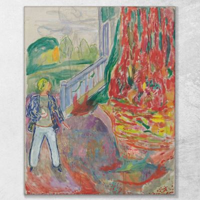 Donna Dal Passo Della Veranda Edvard Munch em399 quadro stampa su tela