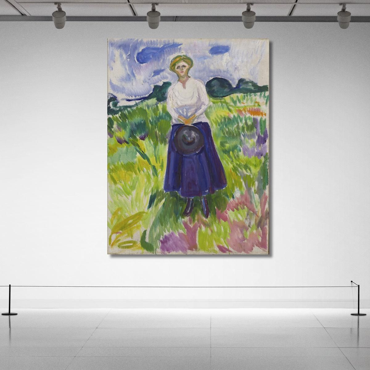 Donna In Un Prato Verde Edvard Munch em400 quadro stampa su tela