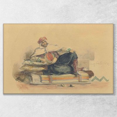 Un Berbère Assis Sur Un Canapé Bas Eugène Delacroix, edx1 tableau impression sur toile