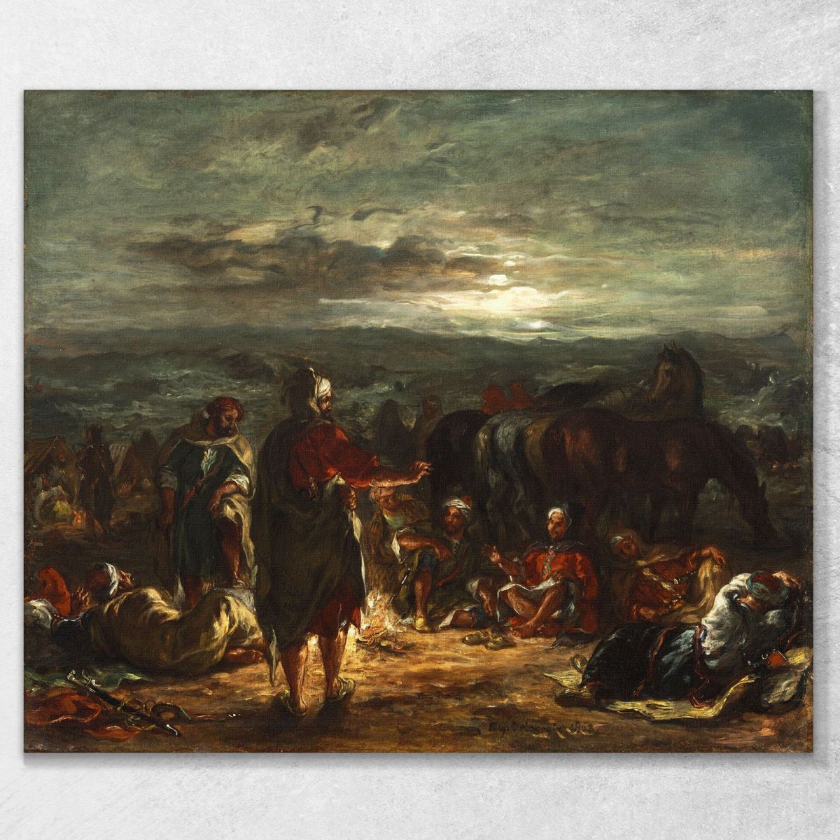 Un Accampamento Arabo Di Notte Eugène Delacroix edx8 quadro stampa su tela