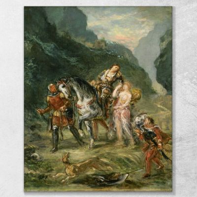 Angelica E Medoro Ferito Eugène Delacroix edx9 quadro stampa su tela