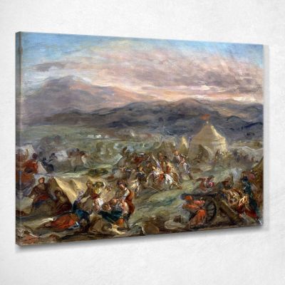 Botzaris Sorprende L'Accampamento Turco E Cade Ferito A Morte Eugène Delacroix edx16 quadro stampa su tela