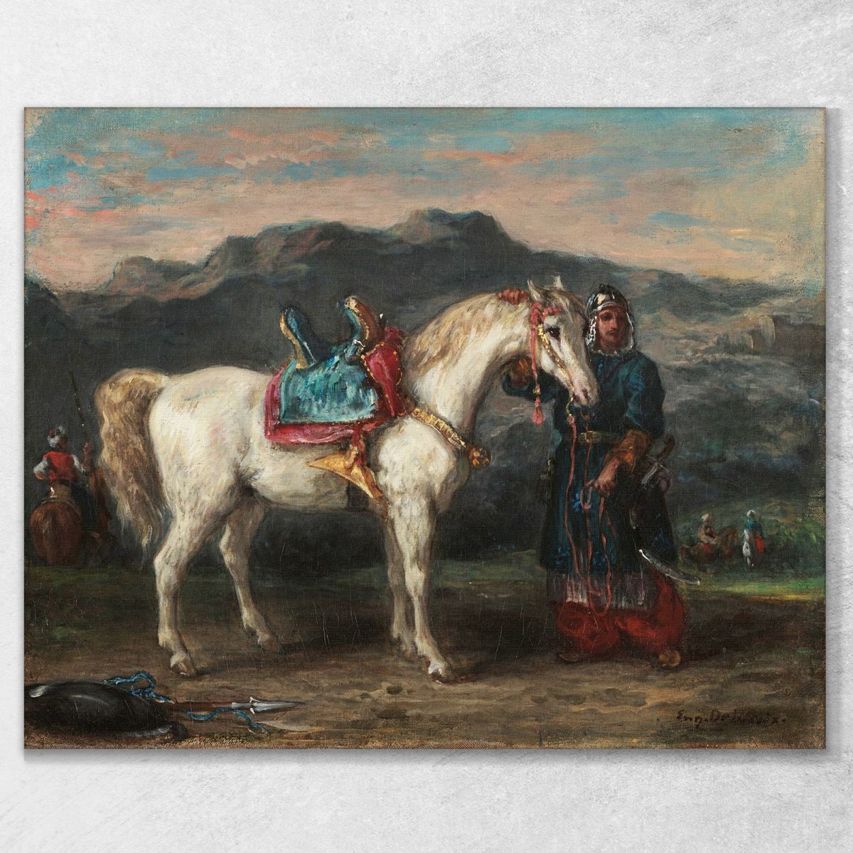 Circasso Che Tiene Un Cavallo Per La Briglia Eugène Delacroix edx23 quadro stampa su tela