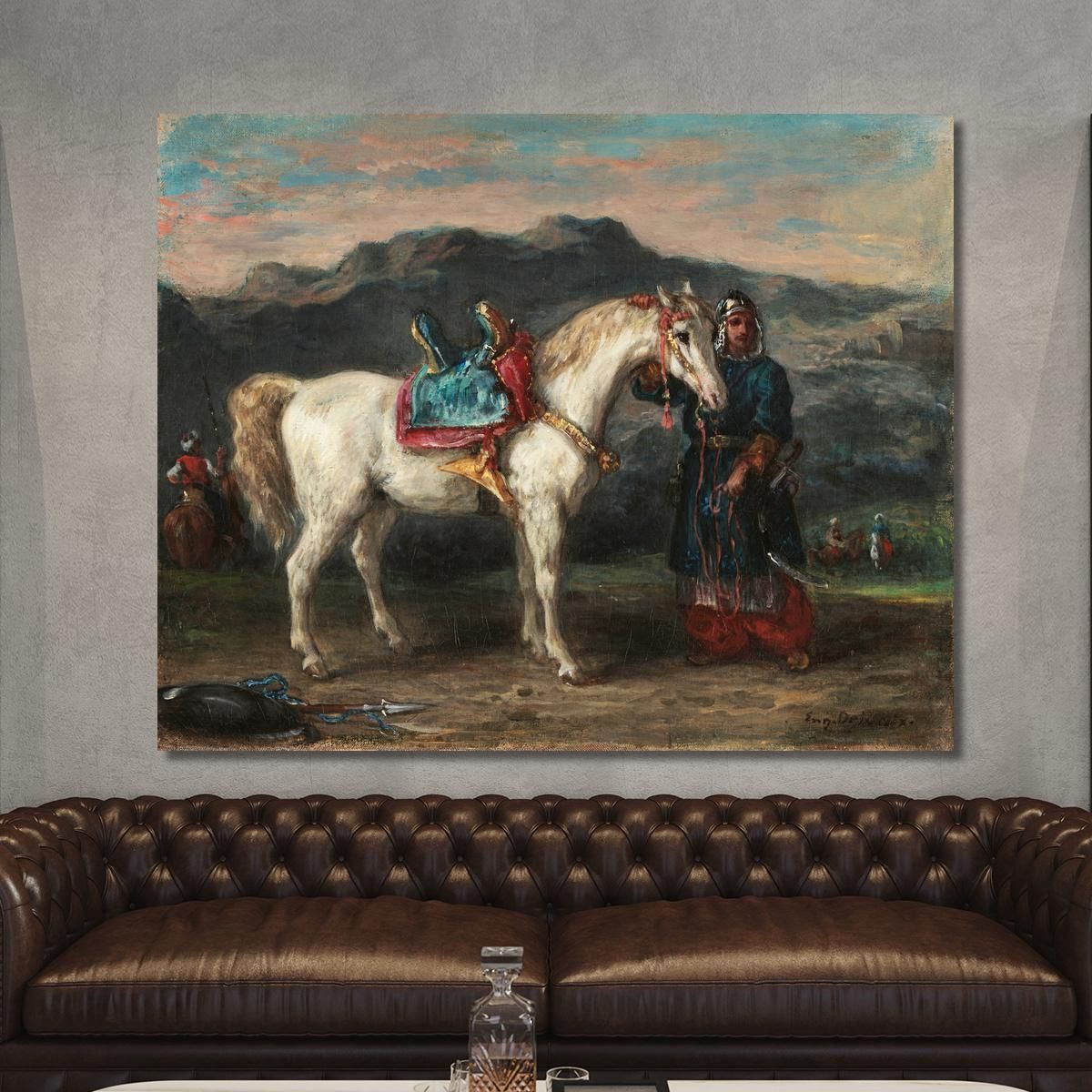 Circasso Che Tiene Un Cavallo Per La Briglia Eugène Delacroix edx23 quadro stampa su tela