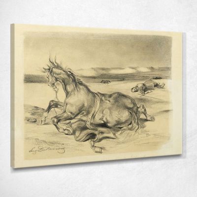 Cavallo Caduto E Cavaliere Morto Eugène Delacroix edx36 quadro stampa su tela