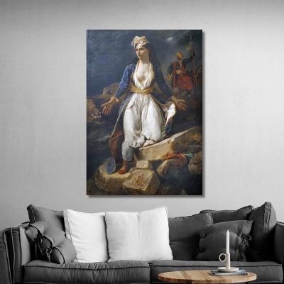 La Grecia Sulle Rovine Di Missolonghi Eugène Delacroix edx44 quadro stampa su tela