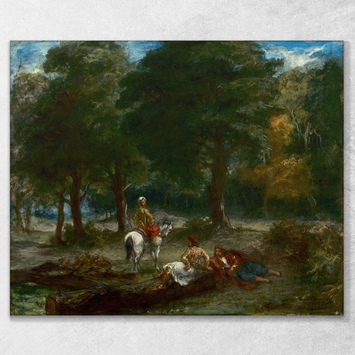 Uomini Di Cavalleria Greci Che Riposano Nella Foresta Eugène Delacroix edx45 quadro stampa su tela