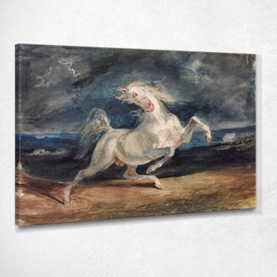 Cavallo Spaventato Dal Fulmine Eugène Delacroix edx55 quadro stampa su tela