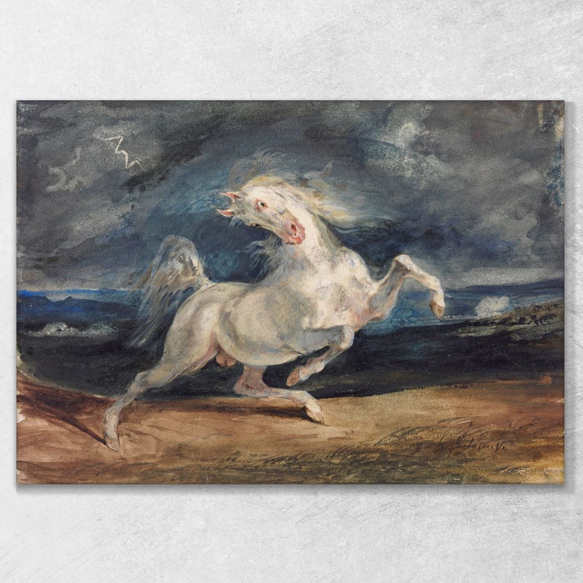 Cavallo Spaventato Dal Fulmine Eugène Delacroix edx55 quadro stampa su tela