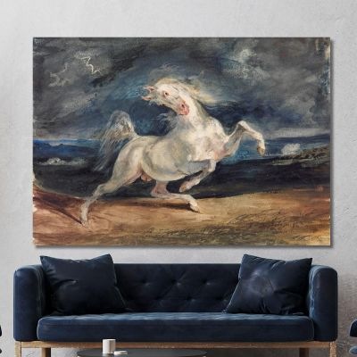 Cavallo Spaventato Dal Fulmine Eugène Delacroix edx55 quadro stampa su tela