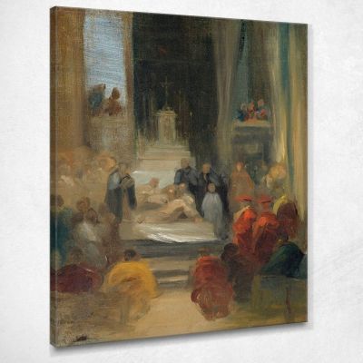 Interno Di Una Chiesa; Ordinazione Dei Carmelitani Eugène Delacroix edx59 quadro stampa su tela