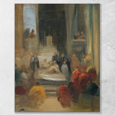 Interno Di Una Chiesa; Ordinazione Dei Carmelitani Eugène Delacroix edx59 quadro stampa su tela