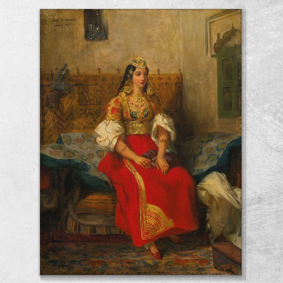 Donna Ebrea Di Tangeri In Costume Da Appartamento Eugène Delacroix edx61 quadro stampa su tela