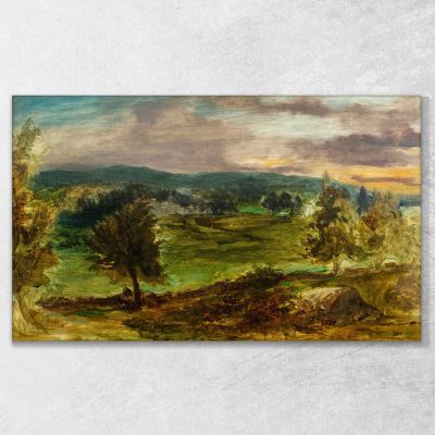 Landschaft Bei Champrosay Eugène Delacroix, edx64 drucken auf leinwand