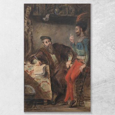 Mefistofele Appare A Faust Eugène Delacroix edx83 quadro stampa su tela