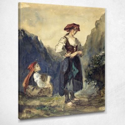 Contadine Della Regione Delle Eaux-Bonnes Eugène Delacroix edx89 quadro stampa su tela