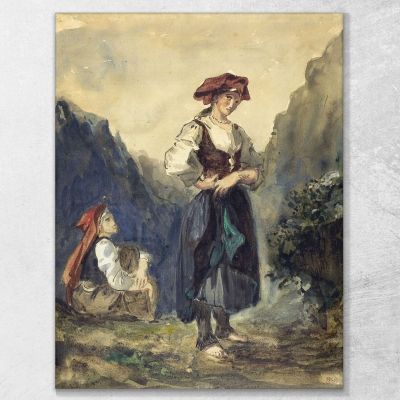 Contadine Della Regione Delle Eaux-Bonnes Eugène Delacroix edx89 quadro stampa su tela