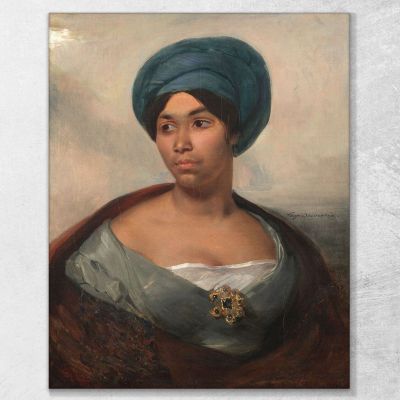 Ritratto Di Donna Con Turbante Blu Eugène Delacroix edx94 quadro stampa su tela