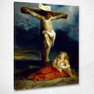 Santa Maria Maddalena Ai Piedi Della Croce Eugène Delacroix edx102 quadro stampa su tela