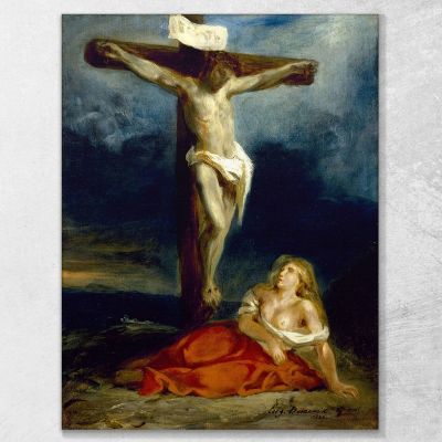 Santa Maria Maddalena Ai Piedi Della Croce Eugène Delacroix edx102 quadro stampa su tela