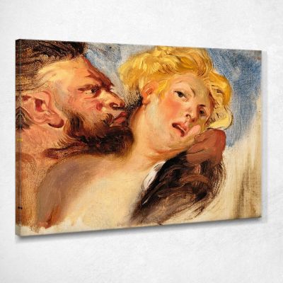 Satiro Che Abbraccia Una Ninfa Secondo Peter-Paul Rubens Eugène Delacroix edx103 quadro stampa su tela