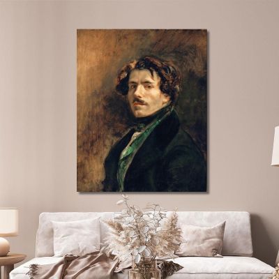 Autoritratto Con Gilet Verde Eugène Delacroix edx106 quadro stampa su tela