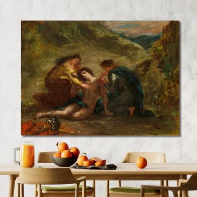 San Sebastiano Con Sant'Irene E Assistente Eugène Delacroix edx110 quadro stampa su tela