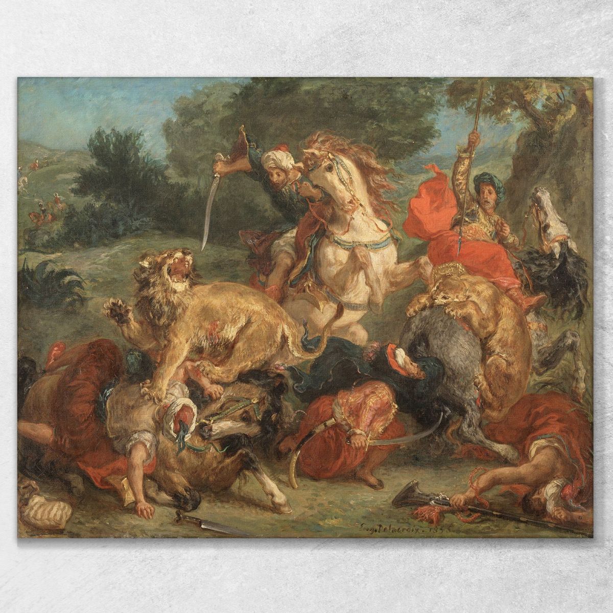 La Caccia Al Leone Eugène Delacroix edx134 quadro stampa su tela