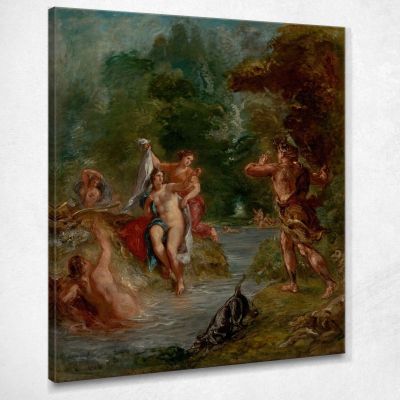 L'Estate Diana Sorpresa Da Atteone Eugène Delacroix edx144 quadro stampa su tela