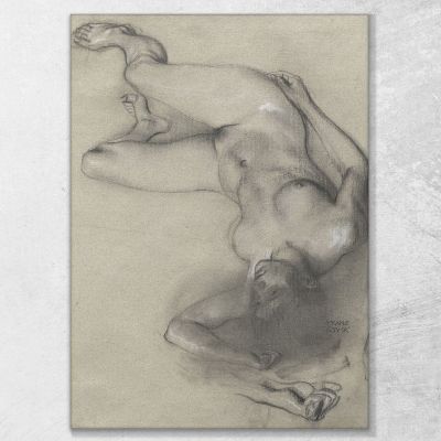 Donna Nuda Sdraiata A Terra Franz von Stuck fvs60 quadro stampa su tela