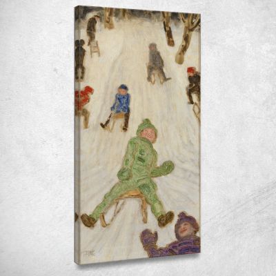 Corsa In Slitta; Slitta Per Bambini Franz von Stuck fvs83 quadro stampa su tela