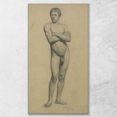 Nudo Maschile Da Accademia Con Le Braccia Incrociate Gustav Klimt kg112 quadro stampa su tela