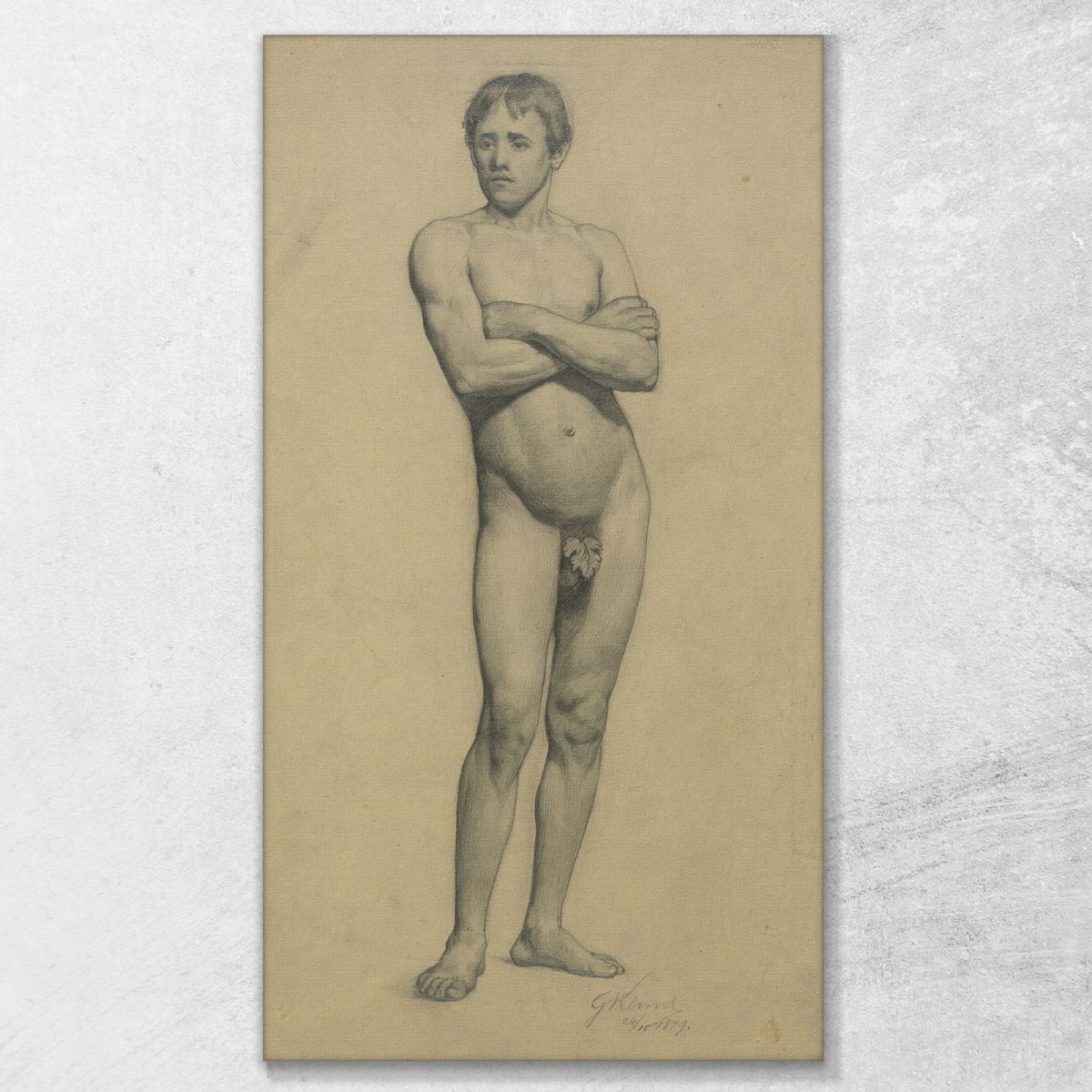 Nudo Maschile Da Accademia Con Le Braccia Incrociate Gustav Klimt kg112 quadro stampa su tela