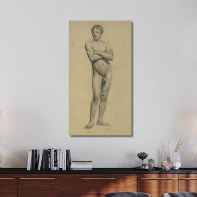 Nudo Maschile Da Accademia Con Le Braccia Incrociate Gustav Klimt kg112 quadro stampa su tela