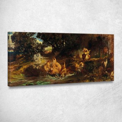 Die Nixen And Der Tiger Le Sirene E La Tigre Hans Makart hmk16 quadro stampa su tela