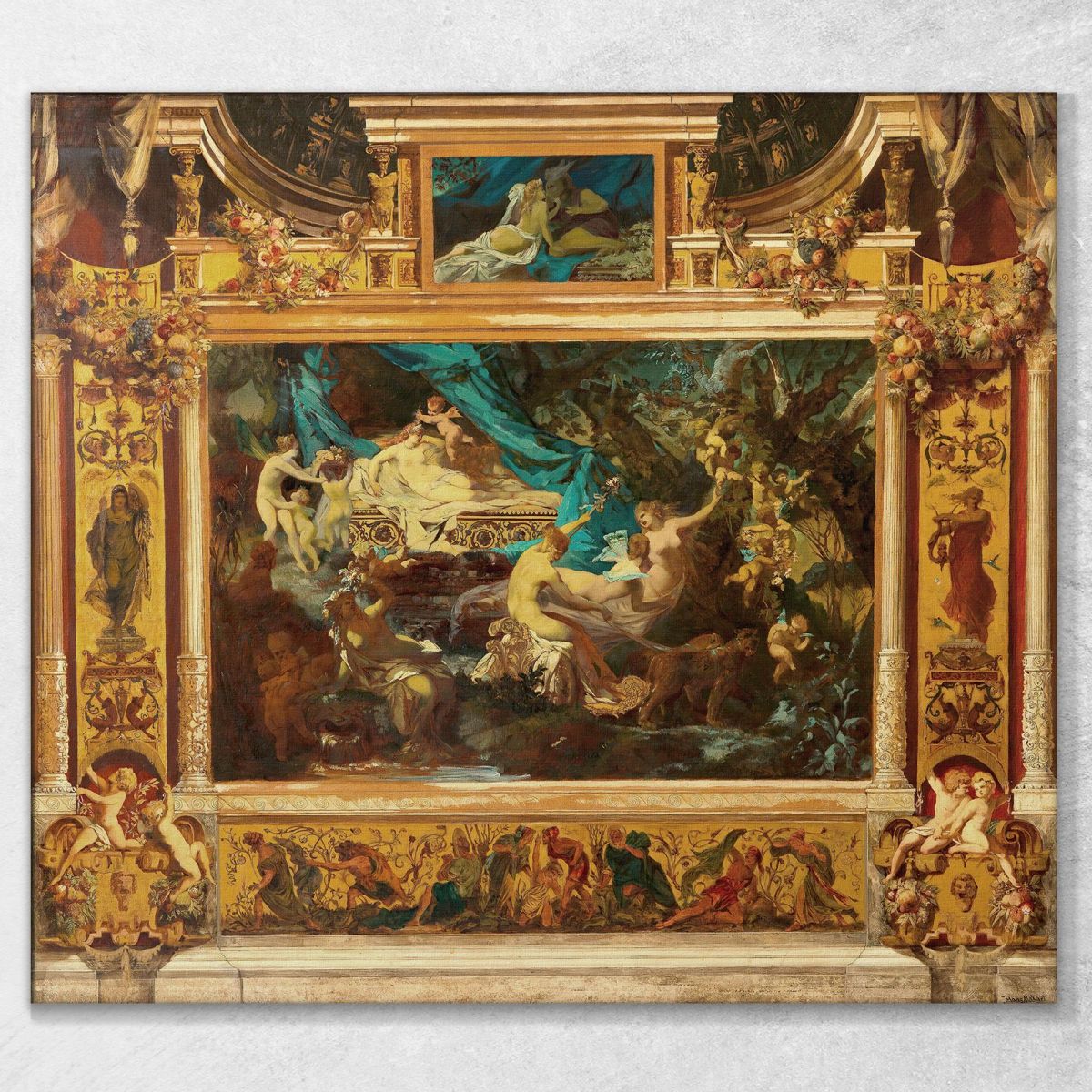 Progetto Per Il Sipario Del Teatro Cittadino Sogno Di Una Notte Di Mezza Estate Hans Makart hmk21 quadro stampa su tela