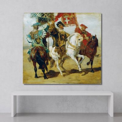 Tre Alfieri Montati Hans Makart hmk66 quadro stampa su tela