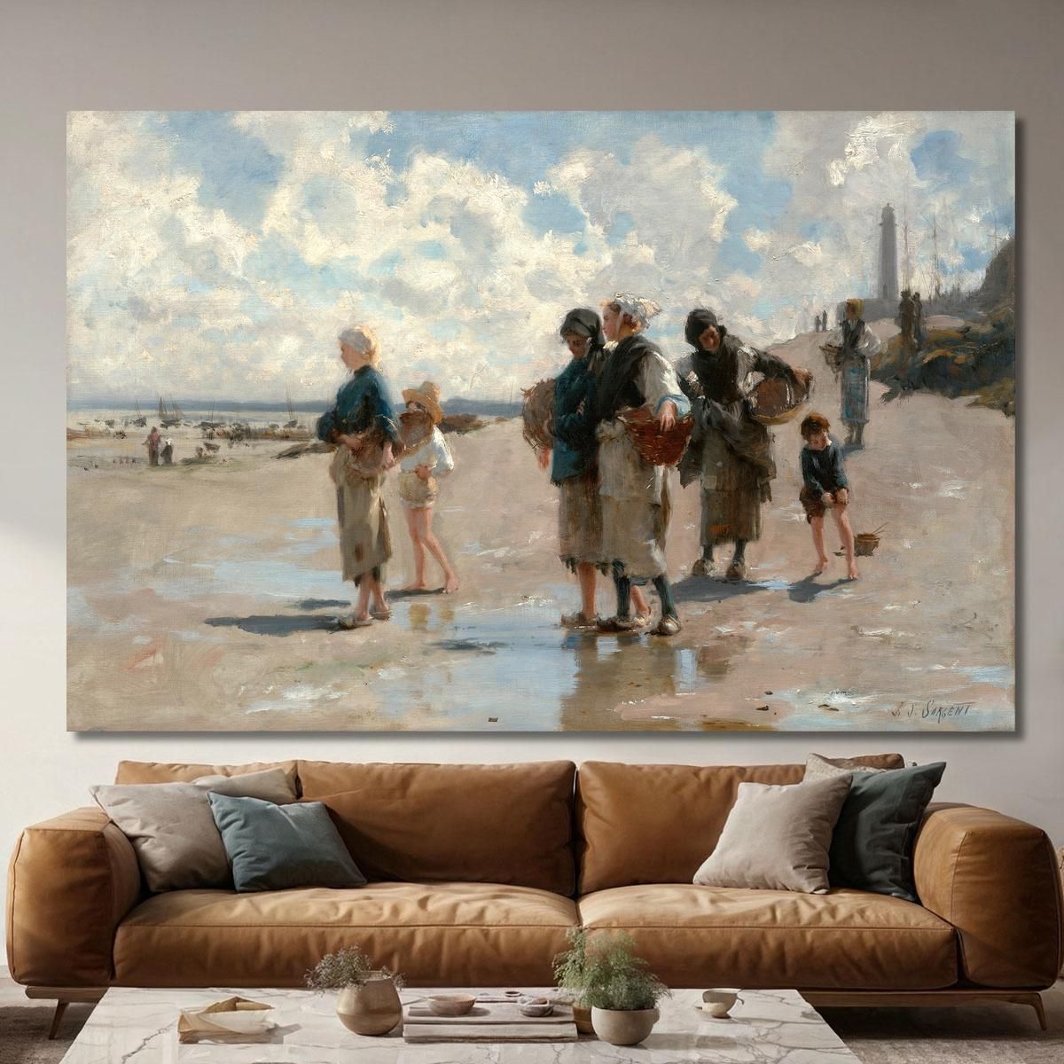 Pesca Delle Ostriche A Cancale John Singer Sargent jss75 quadro stampa su tela
