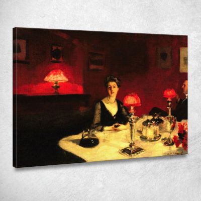 Il Bicchiere Di Porto Al Tavolo Da Pranzo Di Notte John Singer Sargent jss135 quadro stampa su tela