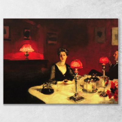 Das Portglas Am Esstisch In Der Nacht John Singer Sargent, jss135 drucken auf leinwand
