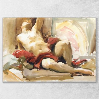 Hombre Con Cortinas Rojas John Singer Sargent, jss155 cuadro en lienzo