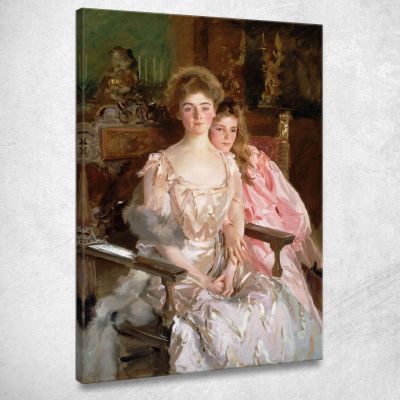 La Signora Fiske Warren Gretchen Osgood E Sua Figlia Rachel John Singer Sargent jss189 quadro stampa su tela