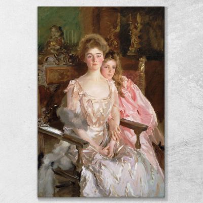 La Señora Fiske Warren Gretchen Osgood Y Su Hija Rachel John Singer Sargent, jss189 cuadro en lienzo