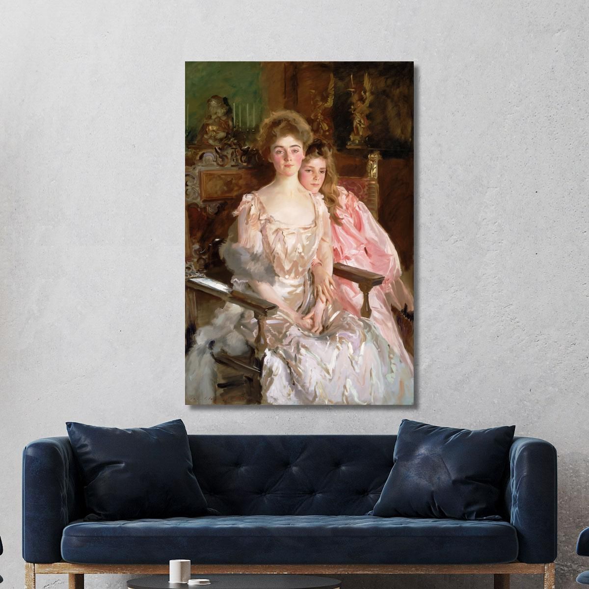 La Signora Fiske Warren Gretchen Osgood E Sua Figlia Rachel John Singer Sargent jss189 quadro stampa su tela